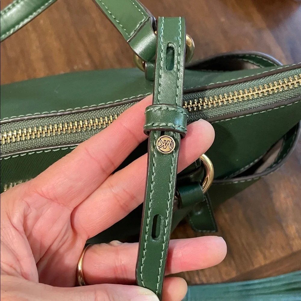 Michael Kors Sullivan Small Green Saffiano Leather Satchel with Tassel Charm